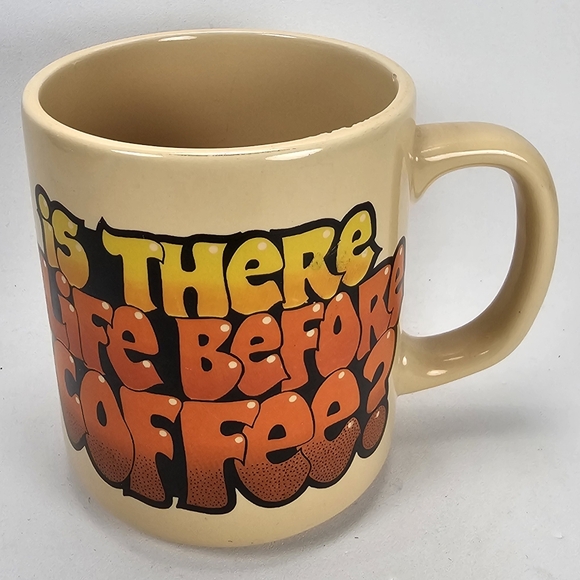 Vintage 1983 Is There Life Before Coffee? Mug by C.M. Paula Co. - Picture 1 of 10